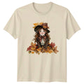 Victorian Autumn Girl Womens T-Shirt Victorian Aesthetic Autumn Gift For Her