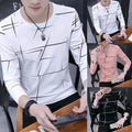 Stylish Slim Fit Long Sleeve T Shirt Men's Print Blouse Pullover with Crew Neck