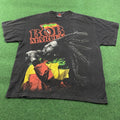 Vintage Bob Marley Shirt Mens L Black 90S Y2K Music Rasta Band Tee