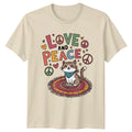 Love And Peace Cat Hippie T-Shirt, Boho Style, Mens Womens