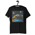 Yellow Lowrider Hopping Car Shirt Neon Night Classic Chicano Style Tee