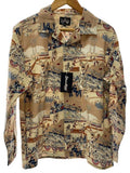 Dress hippy baseball usa l s shirt M Cotton BEG All Over Pattern