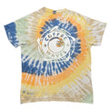 Coffee Waves Tie Dye Graphic T Shirt Mens Medium Blue Yellow Orange Hippie