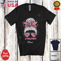 Custom Name Puppy Mom; Amazing Mother's Day Messy Bun Hair Dog Owner T-Shirt