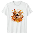 Cute Fall Dog Watercolor T-Shirt Golden Retriever Autumn Dogs Gift For Him