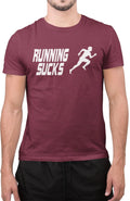 Adult Running Sucks Funny Work Out Gym Sarcastic T-Shirt