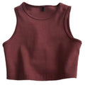 Womens Fashionable Solid Color Sleeveless Cropped Tank Top for Sports and Casual
