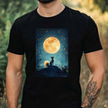 Mens Fox Full Moon Motif Cotton T-Shirt Size XS to 5XL