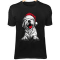 Christmas Dog Line Art - Cute Minimalist Cartoon with Santa Hat in Festive Kawai