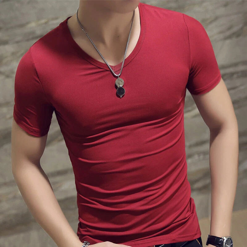 Summer Men's Gym Sports Short Sleeve Slim Fit Muscle T-Shirt Casual Tops Blou 」
