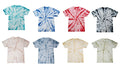 Multi-Color Tie Dye Spider T-Shirts,  Adults Short Sleeve Cotton Colortone