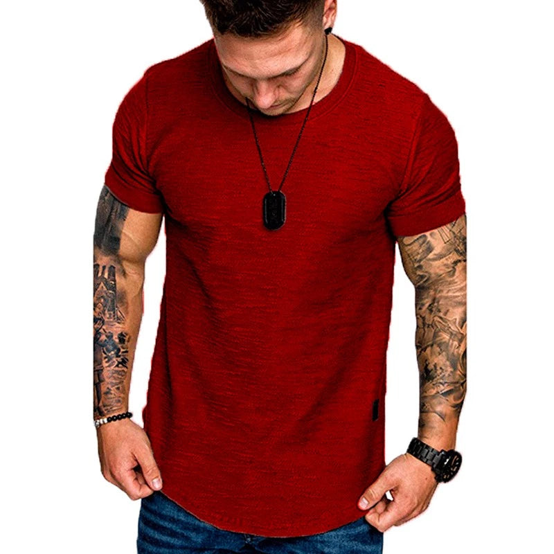 Tees Pullover Tunic T-Shirt Tops Shirtmen Vintage Sports Gym Round Neck #