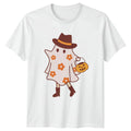 Floral Boho Cowboy Ghost Womens T-Shirt Western Halloween Gift For Her
