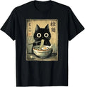 Kawaii Ramen Cat Retro Japanese Noodles Artwork T-Shirt