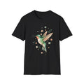 Hummingbird Watercolor Floral Nature Black Tee Aesthetic Print T-Shirt