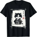 Samurai Cat Japanese Art Sumi-e Novelty Kawaii Funny Cat T-Shir TRENDING T'SHIRT