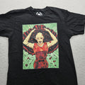 Graphic Red Woman Rose Petals TeePublic Men's Medium Black T-Shirt