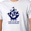 I Lied to Get My Blue Peter Badge t-shirt 1980's KIDS CHILDRENS TV SHEP NOAKES
