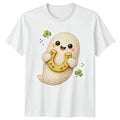 Cute Amigurumi Lucky Ghost Design T-Shirt St Patricks Day Luck Holidays