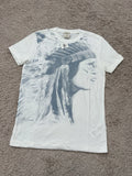 New Abercrombie & Fitch Y2K Muscle T-Shirt Indian Chief Print White Mens Size S