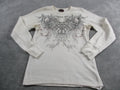 VTG Y2K Miami Ink Shirt Medium White Thermal Long Sleeve Tattoo Graphic Waffle