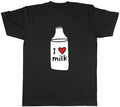 I Love Milk Mens T-Shirt Funny Milk Bottle Unisex Tee Gift