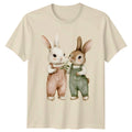 Two Cute Bunny Friends In Pastel T-Shirt Watercolor Rabbits Easter Animals
