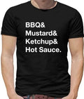 BBQ & Mustard & Ketchup Mens T-Shirt - Meme - Joke - Food - Sauce - Gift