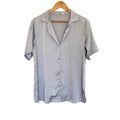 Chigant Shirt Womens Medium Gray Button Down Short Sleeve Collar Lightweight Top