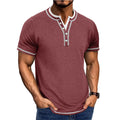 Mens Short Sleeve Henley Shirt Casual Slim Shirts Button Tops Blouse