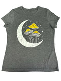Celestial Moon and Mushrooms T-Shirt Boho Aesthetic Tee Medium