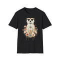 Meerkat Floral Watercolor Boho Black Tee Nature Pastel Graphic T-Shirt