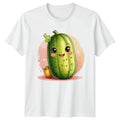 Kawaii Cute Happy Pickle T-Shirt Kawaii Vegetable Food Gift For Him And Her