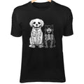 Halloween Skeleton Dog & Cat Line Art - Cute Minimalist Spooky Kawaii Cartoon