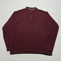 Vintage Henley Long Sleeve T-Shirt Mens XL Red Blank Solid Fruit Of The Loom Y2K
