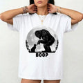 Bigfoot Boop Cat T-Shirt - Funny Sasquatch Kitten Believe Moon Forest Unisex Tee