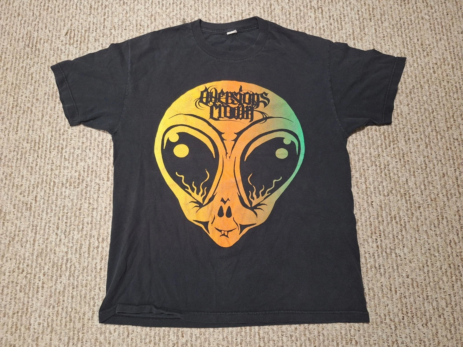 Vintage Y2k Aversions Crown Alien Ufo Australian Deathcore Band Tour Shirt L