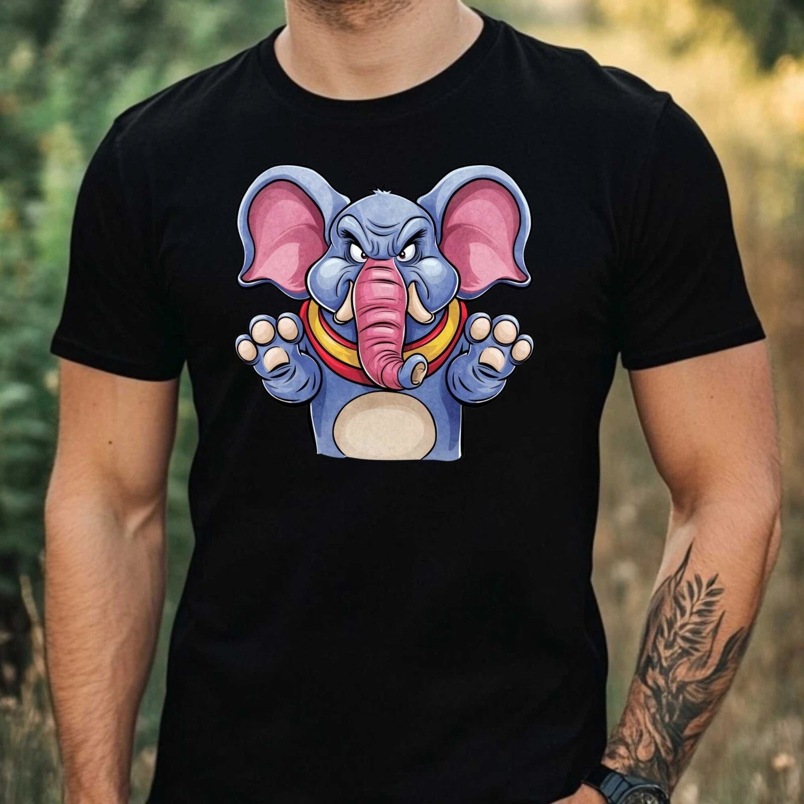 Mens Funny Elephant Print Cotton T-Shirt Size XS to 5XL