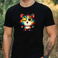 Mens Funny Cat Print Cotton T-Shirt Size XS to 5XL