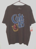 Men's COLT 45 Music Band Logo Graphic T-Shirt by Wrangler Cotton Brown Size XL