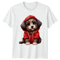 Cute Puppy Dog In Red Hoodie Animals Dogs Graphic Tee Unisex T Shirt