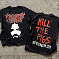 2 Sided Malevolent Creation Chaos Charles Manson Kill The Pigs T-Shirt
