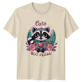 Cute But Feral Raccoon With Heart Funny Sarcastic Animal T-Shirt