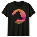 Synthwave Wolf Sunset Silhouette T-Shirt Retro Aesthetic Animals Christmas Gift