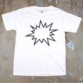 Men's Simple Minimal Modern Art Graphic Pow Bang Humor T-Shirt New White
