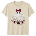 Cute Floral Ghost Womens T-Shirt Halloween Autumn Gift For Her