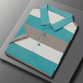 Men Wide Striped Short Sleeve Golf Shirt Front Button Casual Tee T-Shirt Top