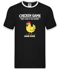 Game Over Chicken Funny Graphic - Men's Ringer - Chickens Love Meme Novelty