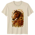 Majestic Boho Floral Horse Design Womens T-Shirt Boho Floral Horse Equestrian