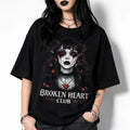 Broken Heart Club Shirt Gothic Girl Emo Aesthetic Dark Streetwear Graphic tshirt